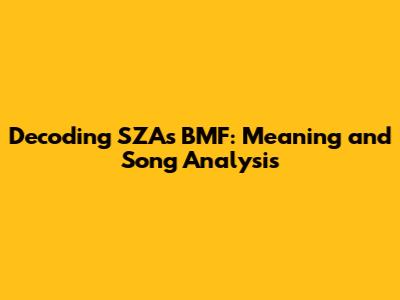 Decoding SZA's BMF: Meaning and Song Analysis