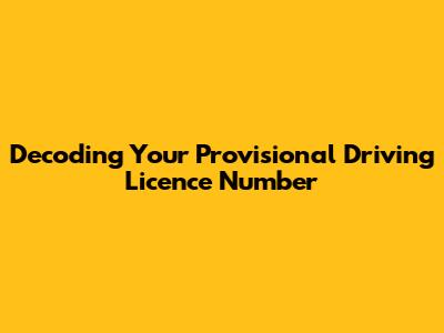 Decoding Your Provisional Driving Licence Number
