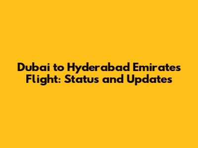 Dubai to Hyderabad Emirates Flight: Status and Updates