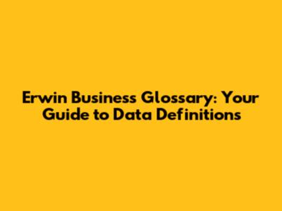 Erwin Business Glossary: Your Guide to Data Definitions