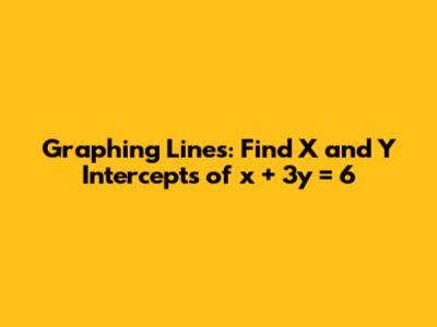 Graphing Lines: Find X and Y Intercepts of x + 3y = 6