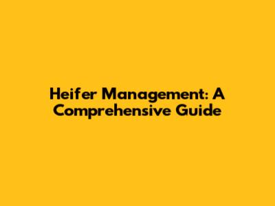 Heifer Management: A Comprehensive Guide