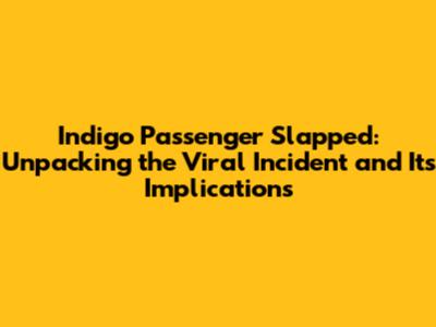 Indigo Passenger Slapped: Unpacking the Viral Incident and Its Implications