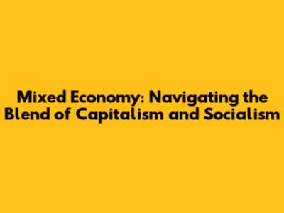 Mixed Economy: Navigating the Blend of Capitalism and Socialism