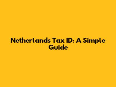 Netherlands Tax ID: A Simple Guide