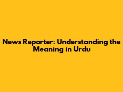 News Reporter: Understanding the Meaning in Urdu