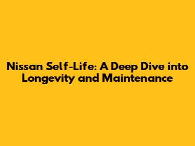 Nissan Self-Life: A Deep Dive into Longevity and Maintenance