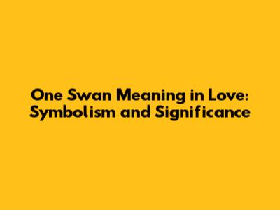 One Swan Meaning in Love: Symbolism and Significance