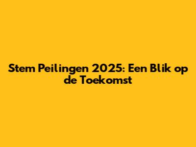 Stem Peilingen 2025: Een Blik op de Toekomst