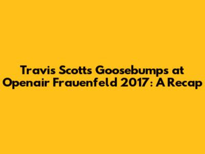 Travis Scott's Goosebumps at Openair Frauenfeld 2017: A Recap