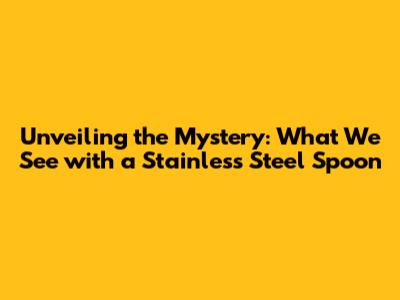 Unveiling the Mystery: What We See with a Stainless Steel Spoon